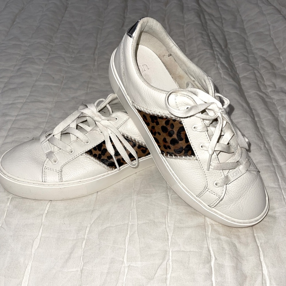 UGG White and Leopard Print Sneakers